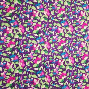 Vintage Diane Freis Purple Blue Pink Floral Square Silk Scarf 35 x 35